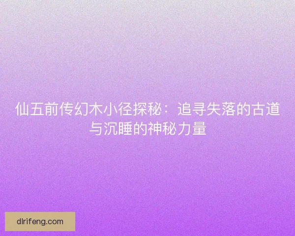 仙五前传幻木小径探秘：追寻失落的古道与沉睡的神秘力量